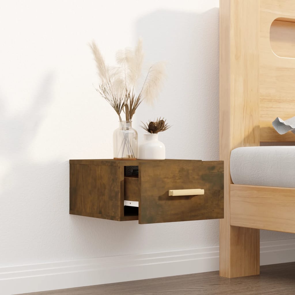 Comodino A Muro Rovere Fumo 35x35x20 cm