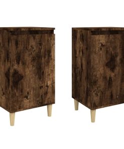 Comodini 2 Pz Rovere Fumo 40x35x70 Cm In Legno Multistrato