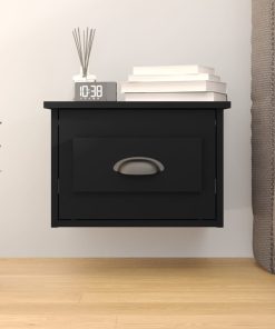 Comodino A Parete Nero 41,5x36x28 cm