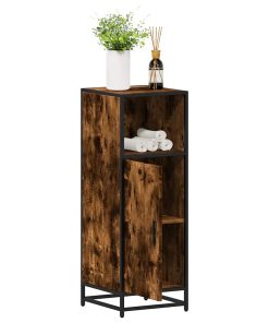 Armadietto Bagno Rovere Fumo 35x37,5x100 Cm Legno Multistrato