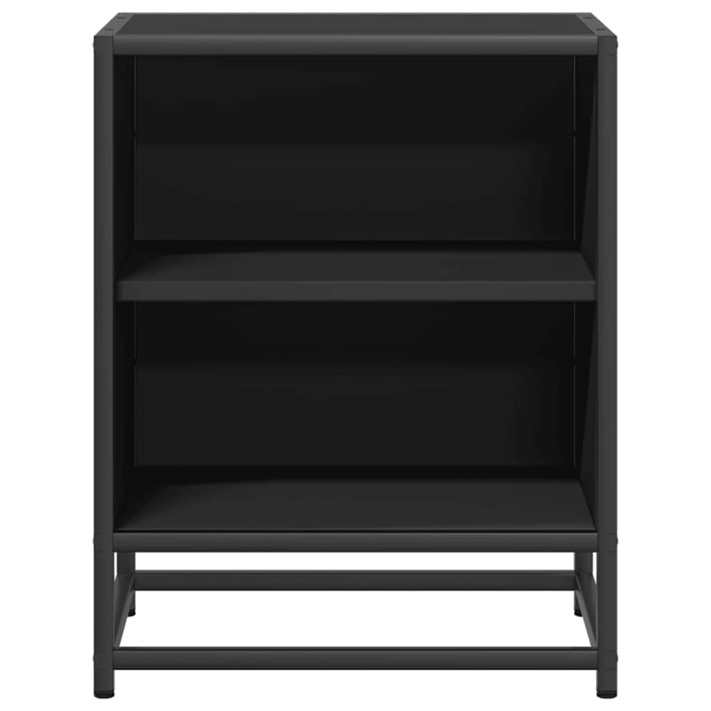 Comodini 2 Pz Neri 40x31x50 Legno Multistrato E Metallo