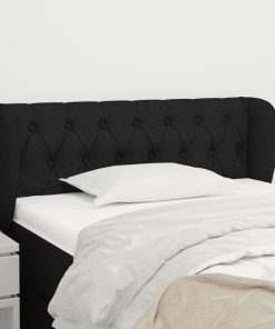 Testiera Ad Orecchio Nera 93x23x78/88 Cm In Tessuto