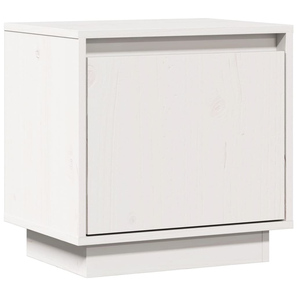 Comodino Bianco 40x30x40 Cm In Legno Massello Di Pino