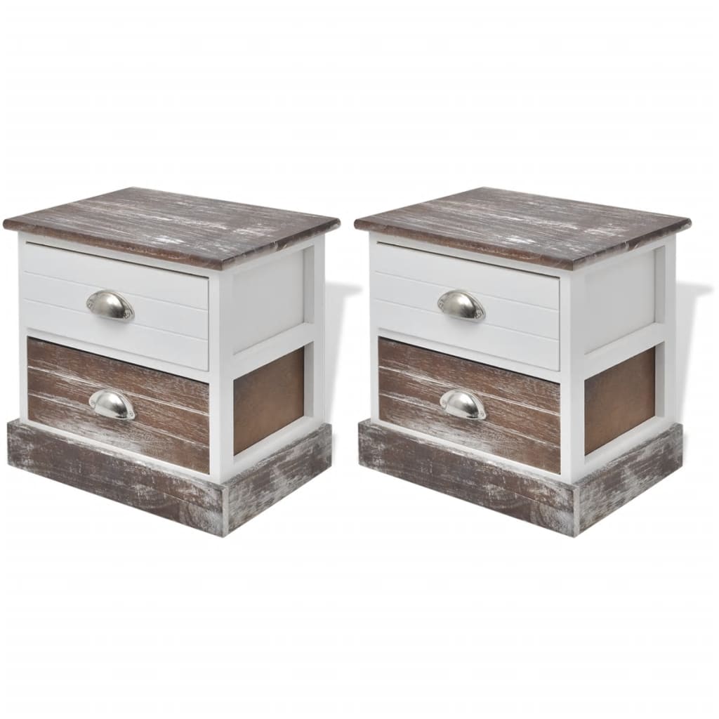 Comodini 2 Pz Marrone E Bianco - Image 6