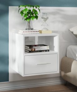 Comodino A Muro Bianco Lucido