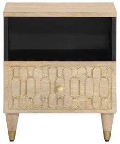 Comodini 2pz 40x33x46 Cm In Legno Massello Di Mango