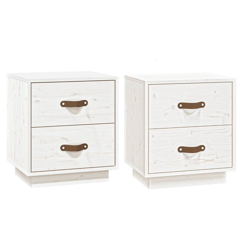 Comodini Bianchi 2 Pz 40x34x45 Cm In Legno Massello Di Pino - Image 4