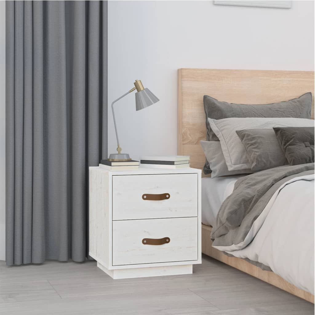 Comodini Bianchi 2 Pz 40x34x45 Cm In Legno Massello Di Pino - Image 5