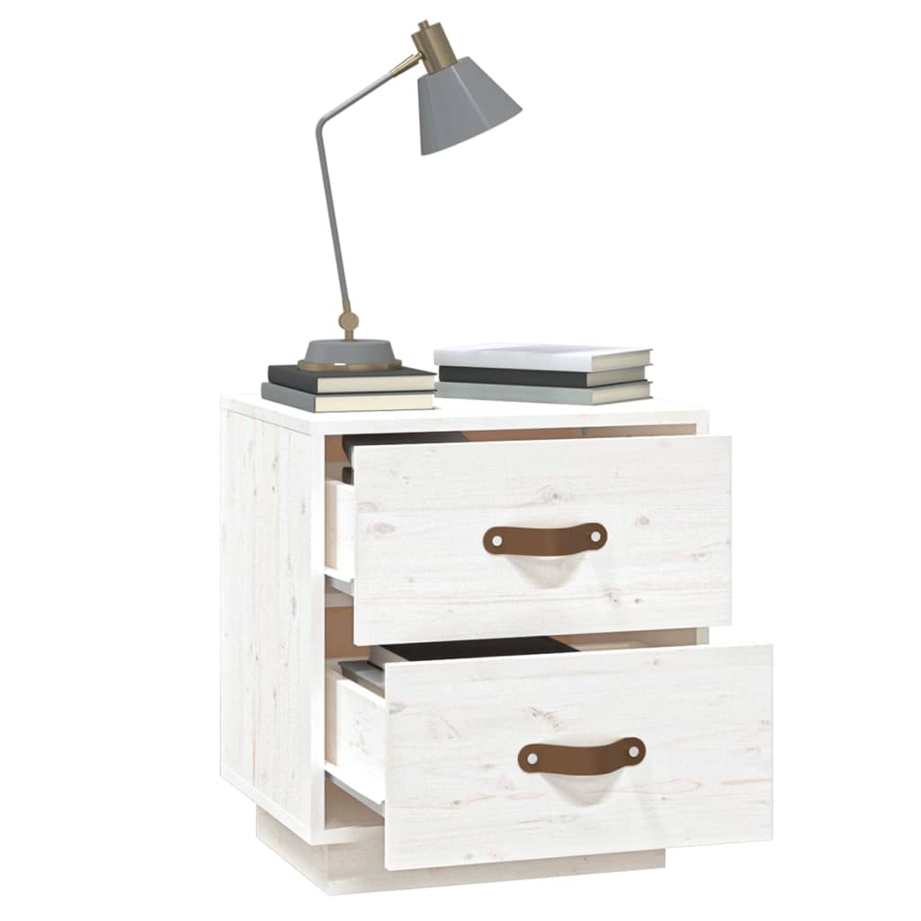Comodini Bianchi 2 Pz 40x34x45 Cm In Legno Massello Di Pino
