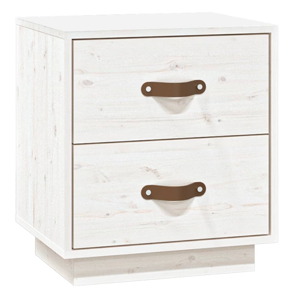 Comodini Bianchi 2 Pz 40x34x45 Cm In Legno Massello Di Pino - Image 3