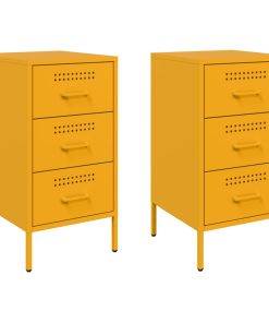 Comodini 2 Pz Giallo Senape 36x39x68 Cm In Acciaio
