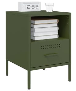 Comodini 2 Pz Verde Oliva 36x39x50,5 Cm In Acciaio