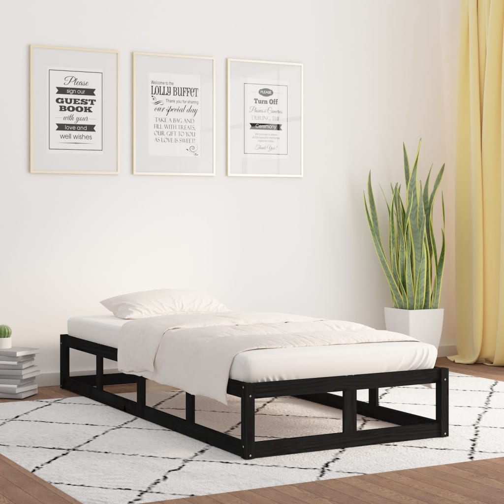 Giroletto Nero 90x200 Cm In Legno Massello