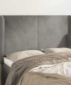 Testiera Ad Orecchio Grigio Chiaro 147x23x118/128 Cm In Velluto