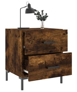 Comodini 2 Pz Rovere Fumo 40x35x47,5 Cm In Legno Multistrato