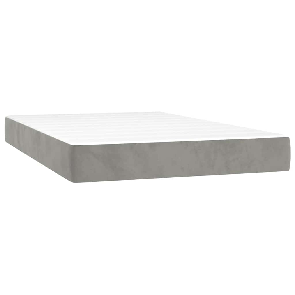 Materasso A Molle Grigio Chiaro 120x220x20 Cm In Velluto