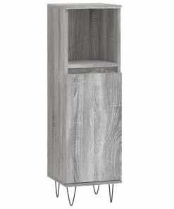 Armadietto Bagno Grigio Sonoma 30x30x100cm In Legno Multistrato