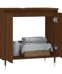 Armadietto Bagno Rovere Marrone 58x33x60cm In Legno Multistrato