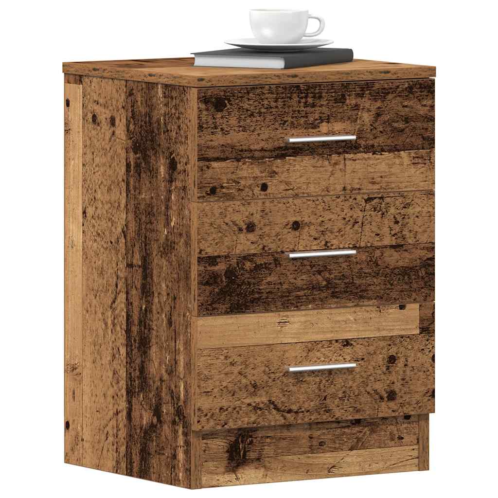 Comodini 2 Pz Legno Antico 38x35x55 Cm In Legno Multistrato