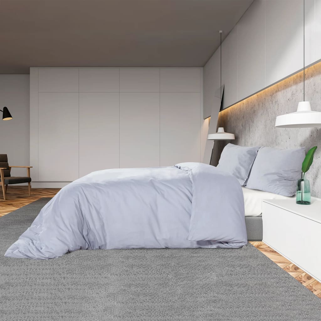 Set Copripiumino Grigio 200x200 Cm In Cotone