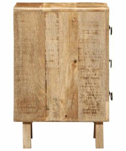 Comodini 2pz 37x32x50 Cm In Legno Massello Di Mango Grezzo