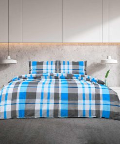 Set Copripiumino Blu E Grigio 200x220 Cm In Cotone