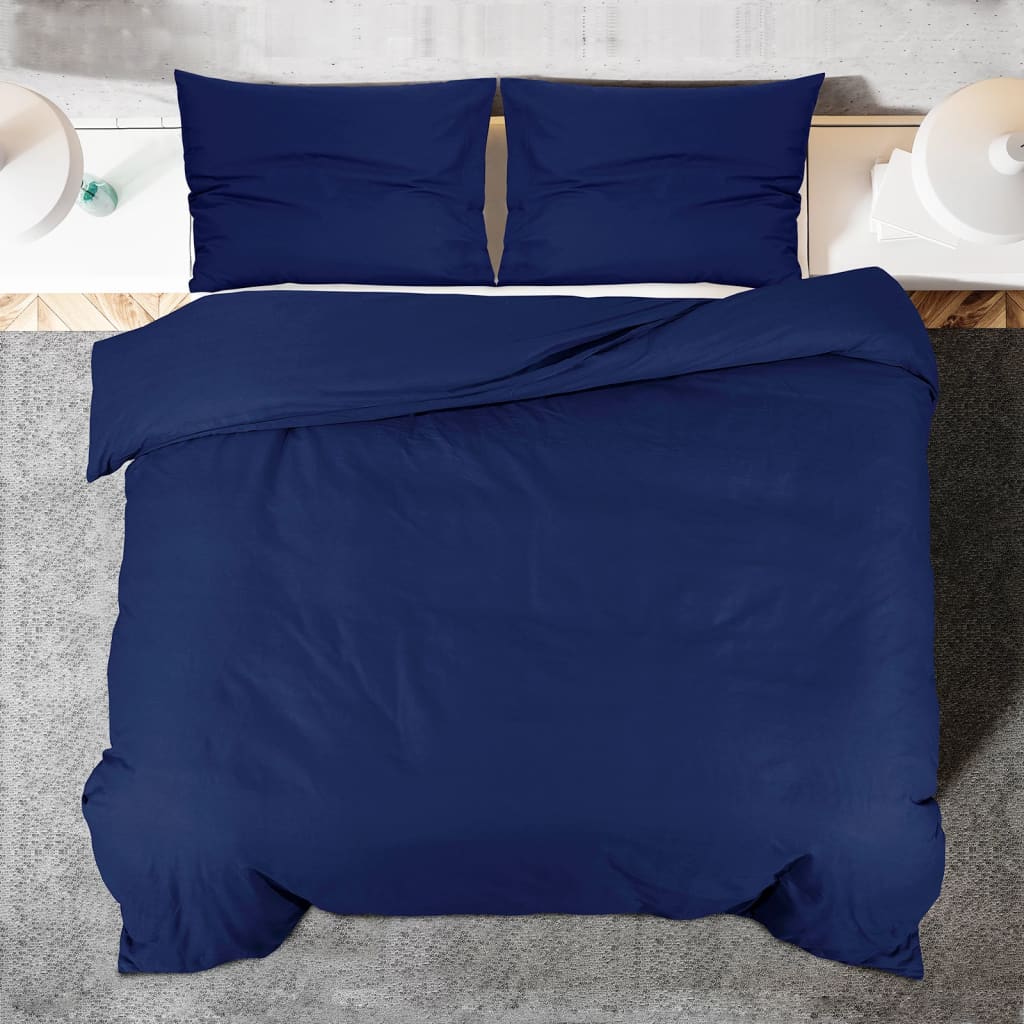 Set Copripiumino Blu Marino 260x220 Cm In Cotone