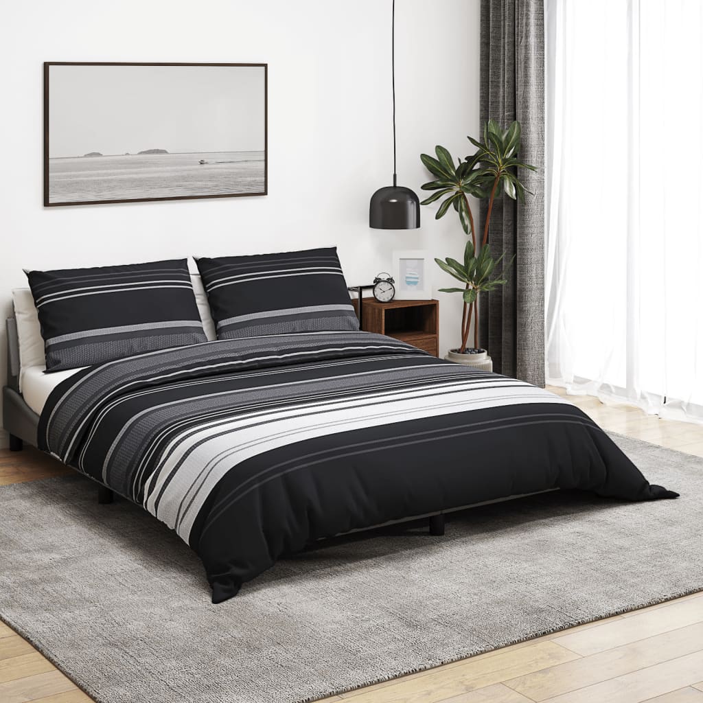 Set Copripiumino Nero E Bianco 140x200 Cm In Cotone