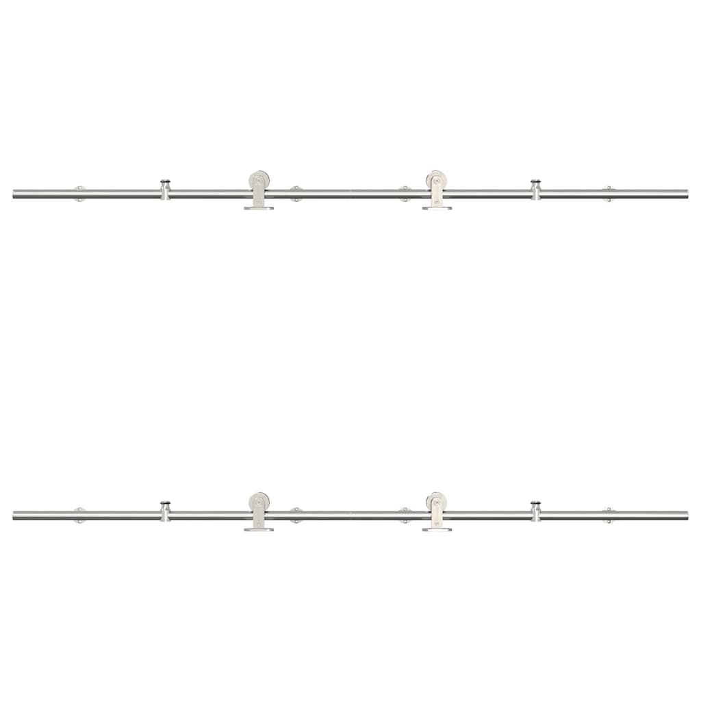 Kit Binari Porta Scorrevole 183 Cm Acciaio Inossidabile Argento - Image 5