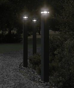 Lampade Da Terra Per Esterni 3pz Nere 110 Cm In Alluminio