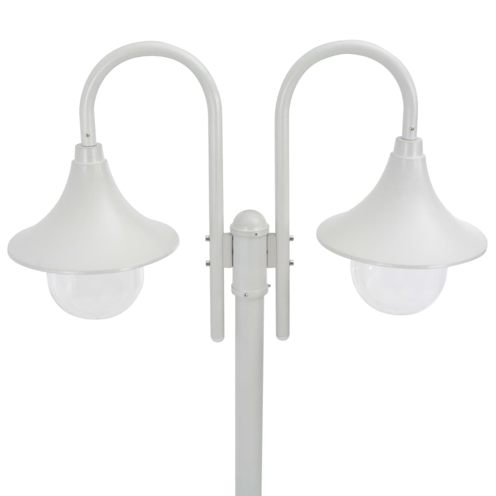 Lampione Da Giardino E27 220 Cm Alluminio 2 Lampade Bianco - Image 3
