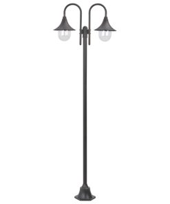 Lampione Da Giardino E27 220 Cm In Alluminio 2 Lampade Bronzo