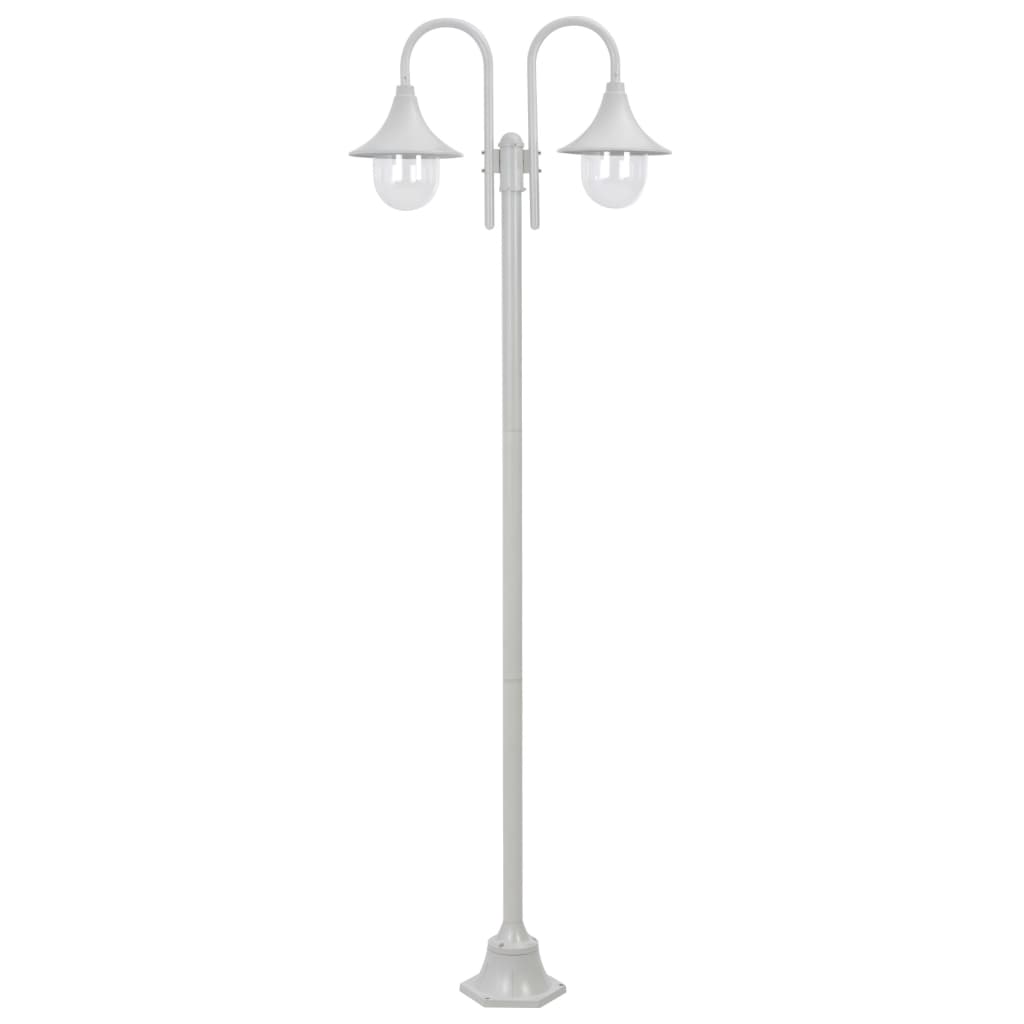 Lampione Da Giardino E27 220 Cm Alluminio 2 Lampade Bianco - Image 4