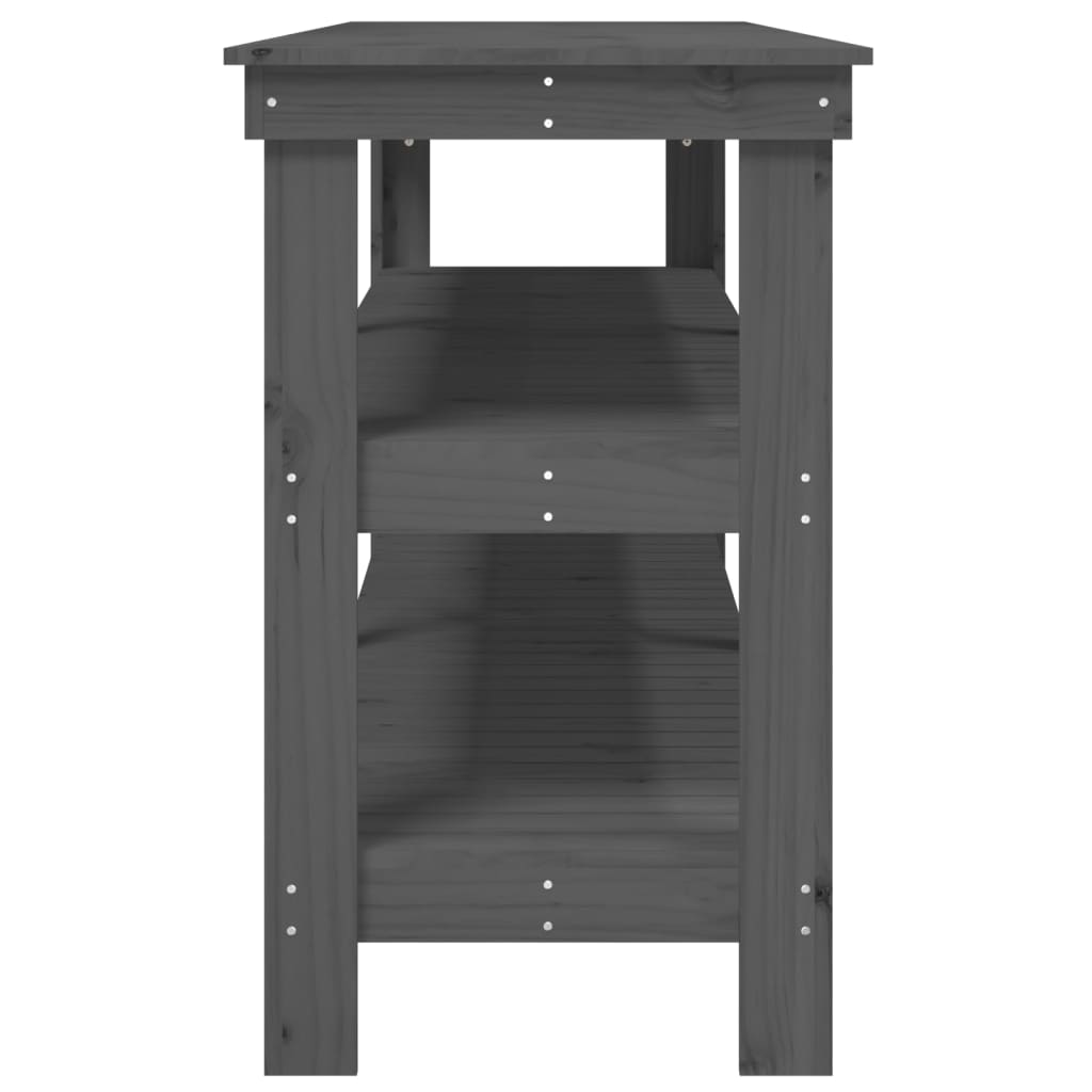 Banco Da Lavoro Grigio 181x50x80 Cm In Legno Massello Di Pino - Image 5