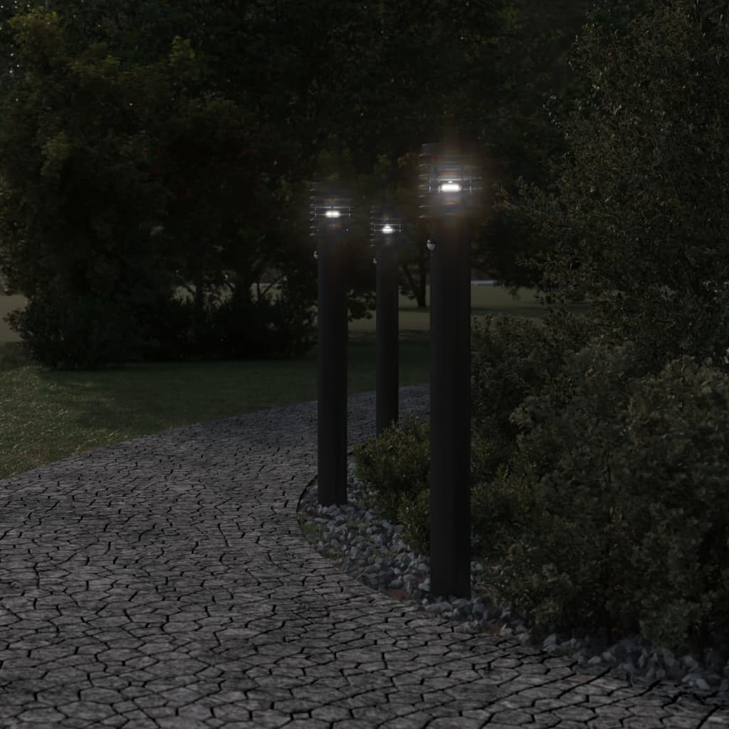 Lampade Da Terra Per Esterni Sensore Nere 3 Pz 110 Cm Acciaio - Image 4