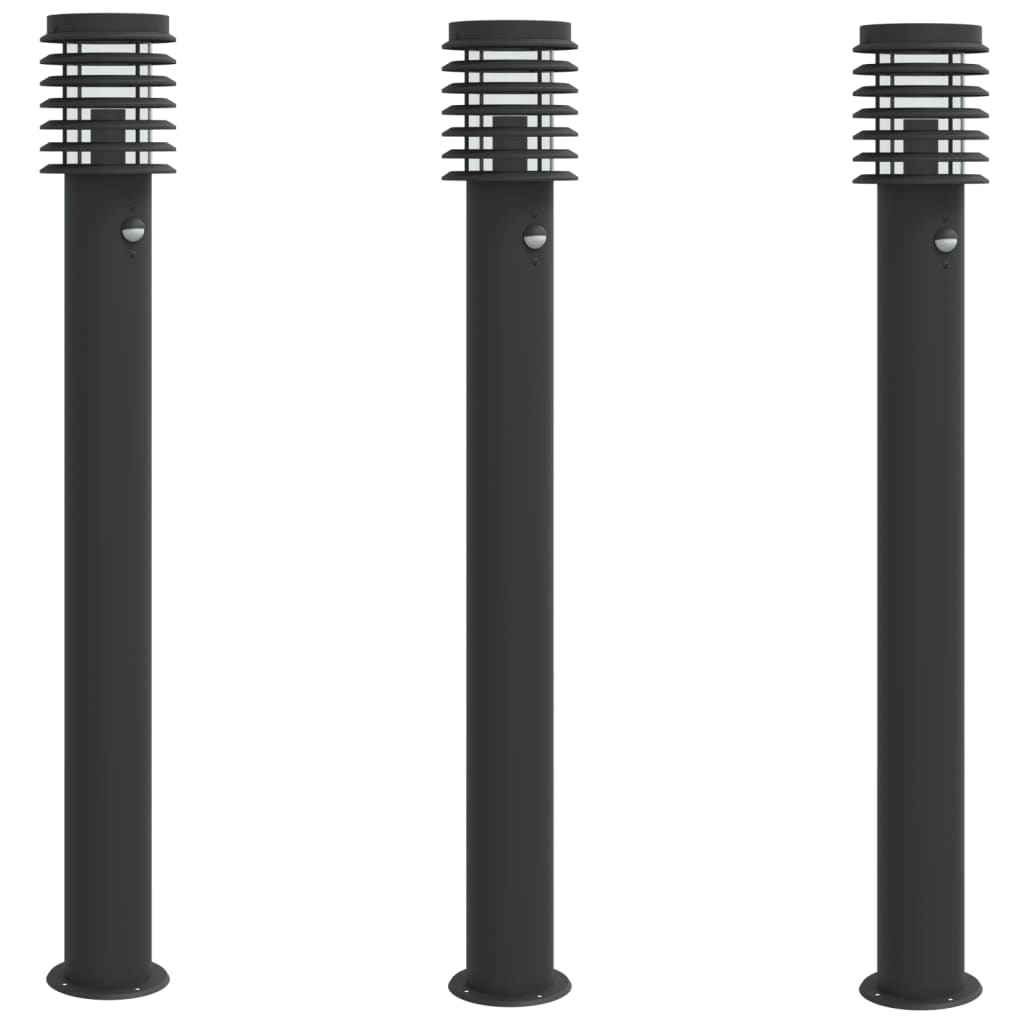 Lampade Da Terra Per Esterni Sensore Nere 3 Pz 110 Cm Acciaio - Image 6