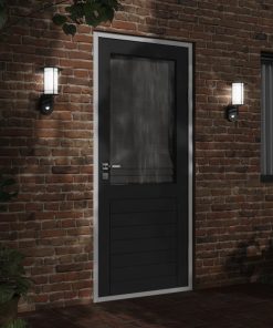 Applique Per Esterno Con Sensore 2 Pz Nere In Acciaio Inox