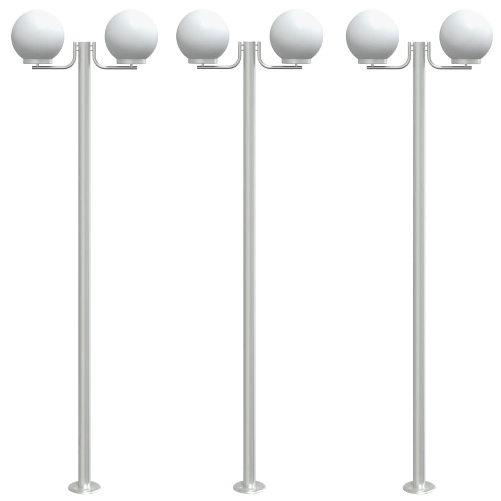 Lampade Da Terra Per Esterni 3pz Argento 215cm In Acciaio Inox - Image 3