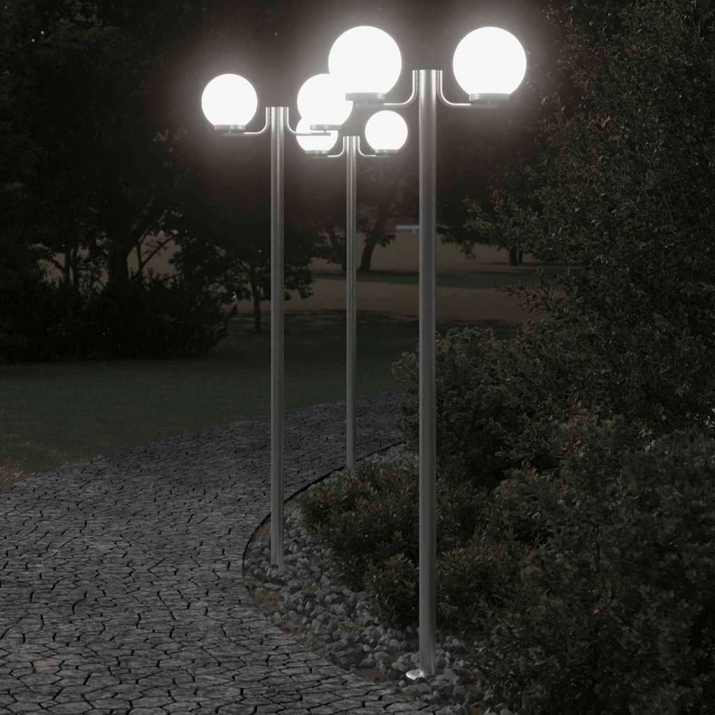 Lampade Da Terra Per Esterni 3pz Argento 215cm In Acciaio Inox - Image 4