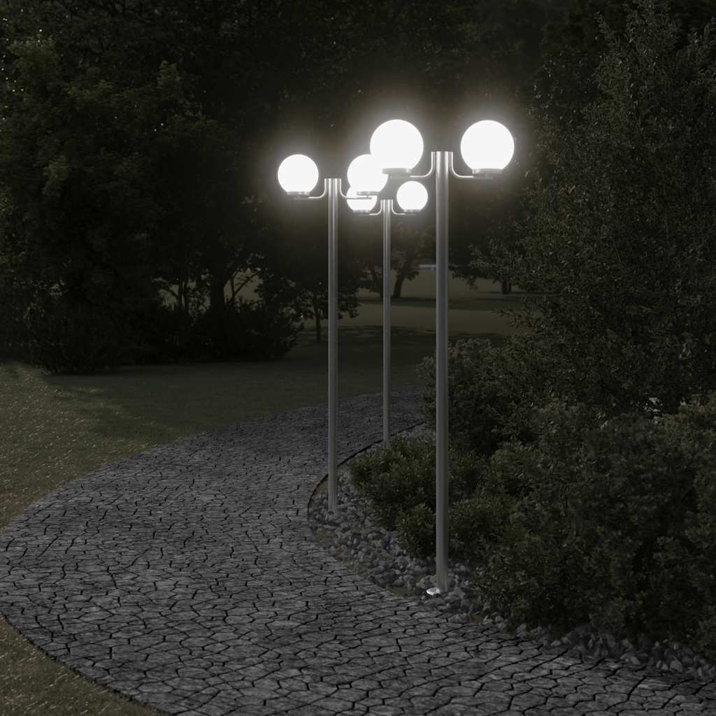 Lampade Da Terra Per Esterni 3pz Argento 215cm In Acciaio Inox - Image 6