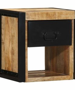 Comodino 40x35x40 Cm In Legno Grezzo Massello Di Mango