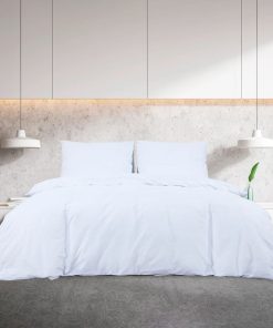 Set Copripiumino Bianco 240x220 Cm In Microfibra Leggera