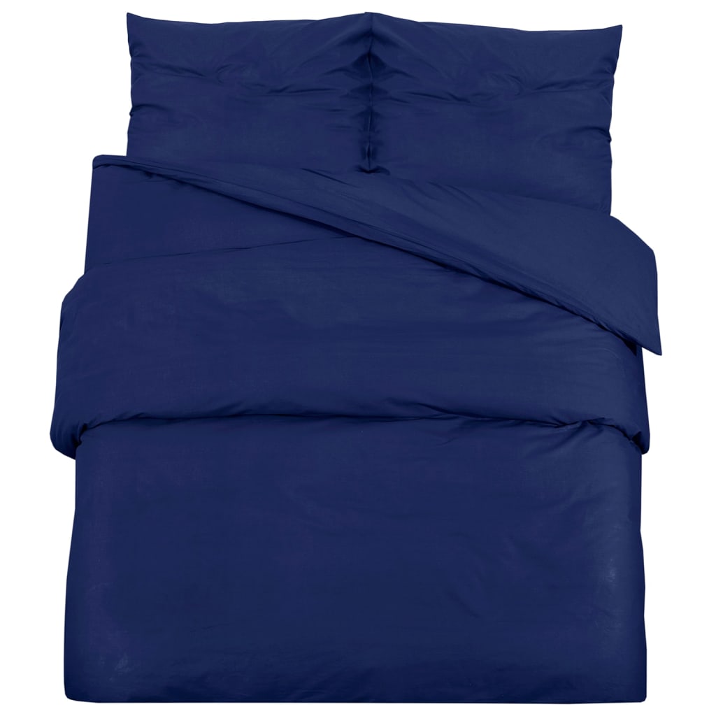 Set Copripiumino Blu Marino 260x220 Cm In Microfibra Leggera