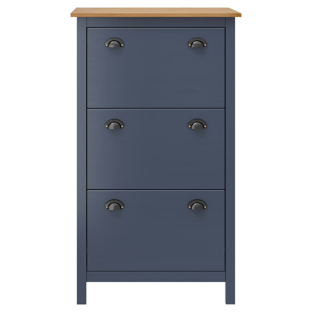 Scarpiera Hill Grigia 72x35x124 Cm Legno Massello Di Pino