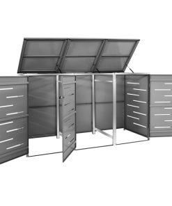 Copribidone Per Spazzatura Triplo 207x77,5x112,5cm Acciaio Inox