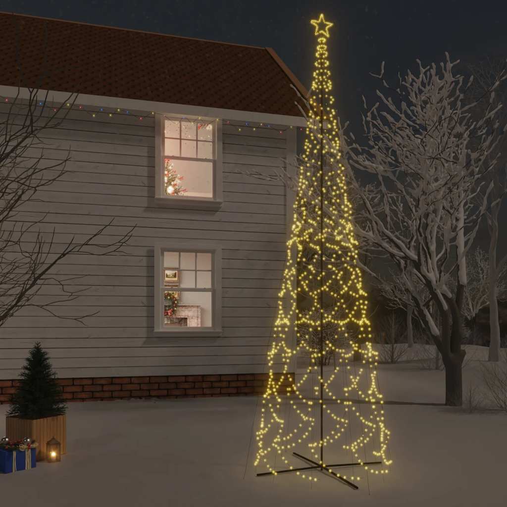 Albero Di Natale A Cono Bianco Caldo 3000 Led 230x800 cm