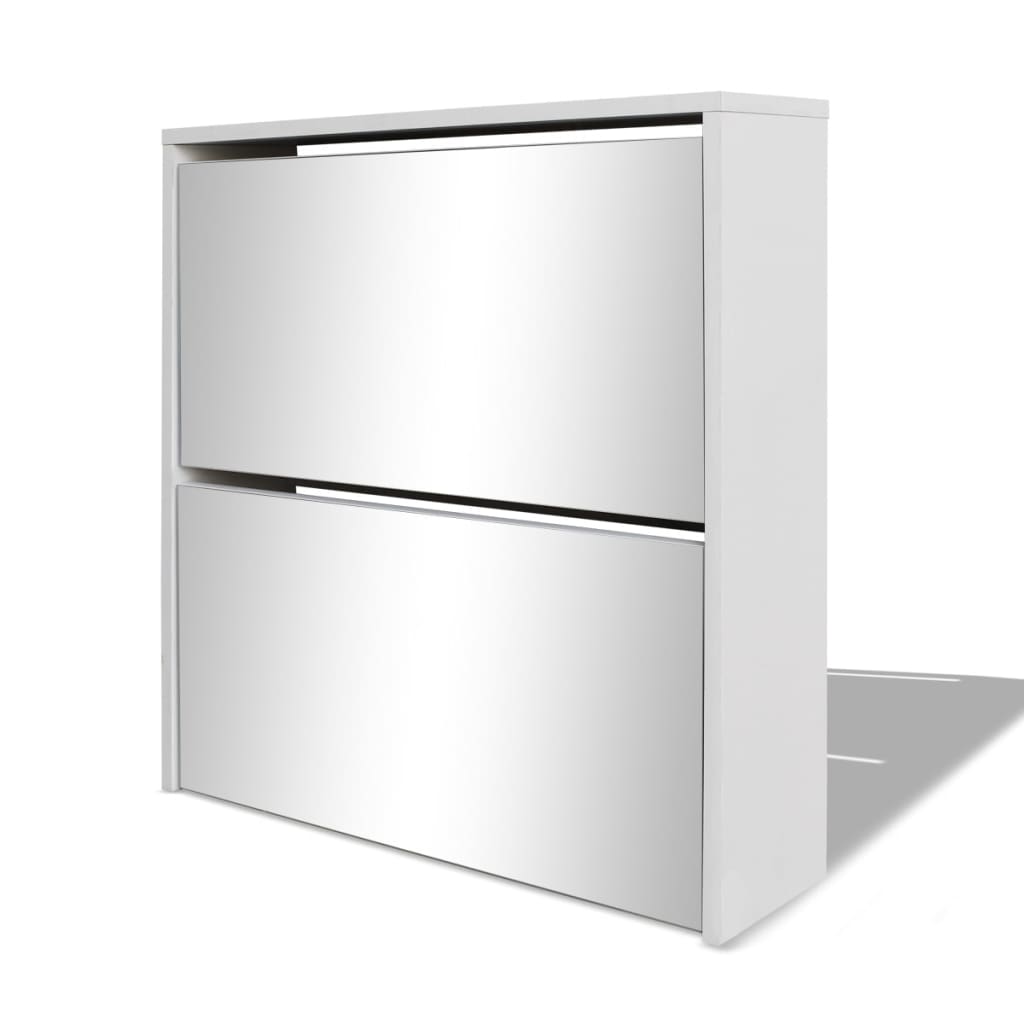 Scarpiera Con 2 Ripiani E Specchio Bianco 63x17x67 cm - Image 4