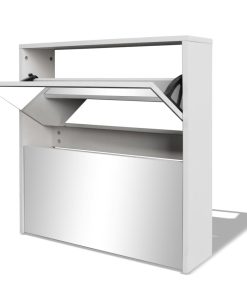 Scarpiera Con 2 Ripiani E Specchio Bianco 63x17x67 cm