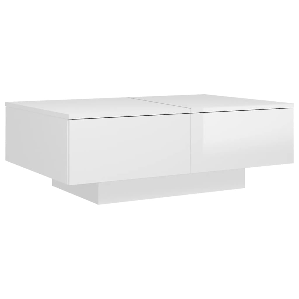 Tavolino Salotto Bianco Lucido 90x60x31 Cm In Legno Multistrato - Image 6