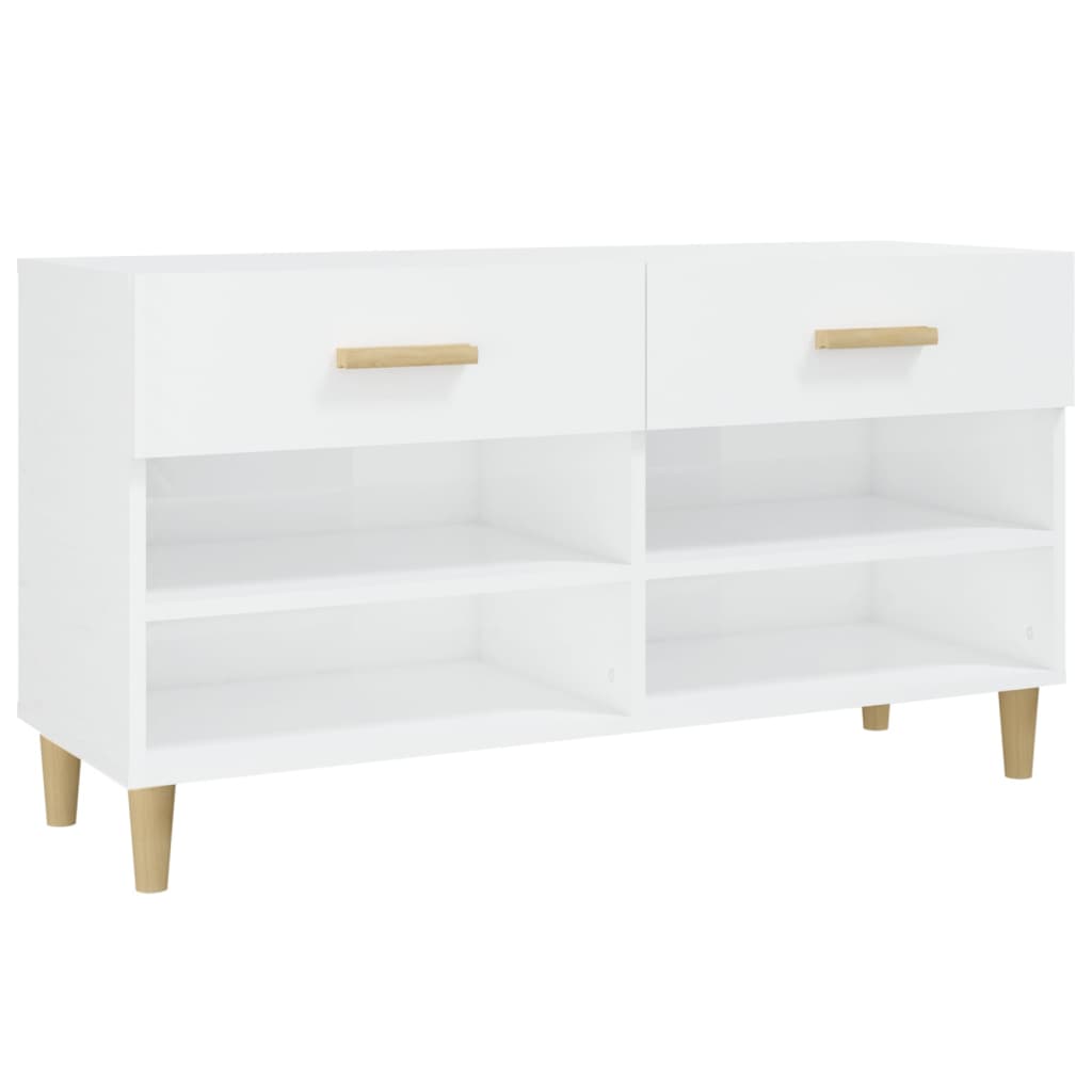 Scarpiera Bianco Lucido 102x35x55 Cm In Legno Multistrato - Image 6